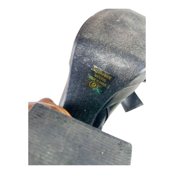 Womens High Block Heels Square Zip Platform Ankle Booties Boots Black Size 9 - Picture 8 of 8